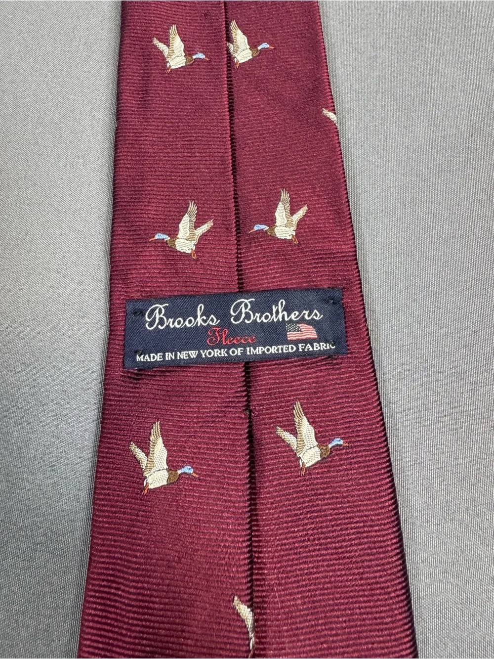 Brooks Brothers Burgundy Flying Geese Tie 100% Silk
